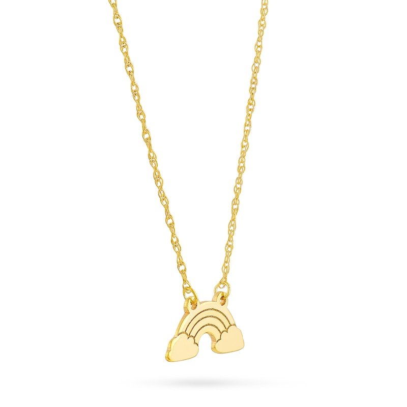 Main Image 2 of Rainbow and Clouds Necklace in 14K Gold