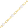 Thumbnail Image 2 of White Enamel Bead Station Chain Anklet in 14K Gold - 10"