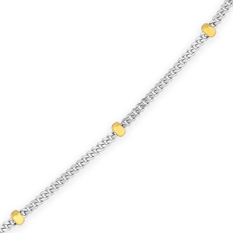 Main Image 2 of 2.0mm Diamond-Cut Saturn Bead Station Chain Anklet in Solid 14K Two-Tone Gold - 10&quot;