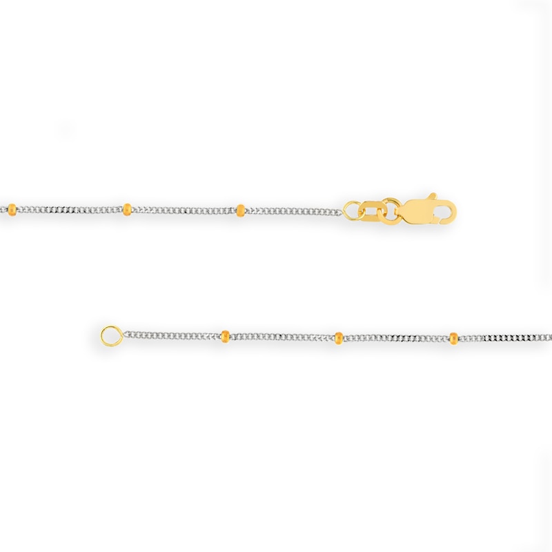 Main Image 3 of 2.0mm Diamond-Cut Saturn Bead Station Chain Anklet in Solid 14K Two-Tone Gold - 10&quot;