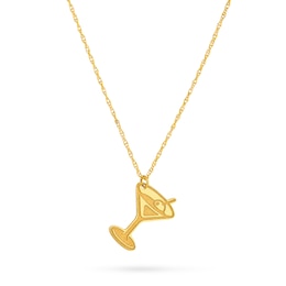 Tilted Martini Glass Pendant in 14K Gold