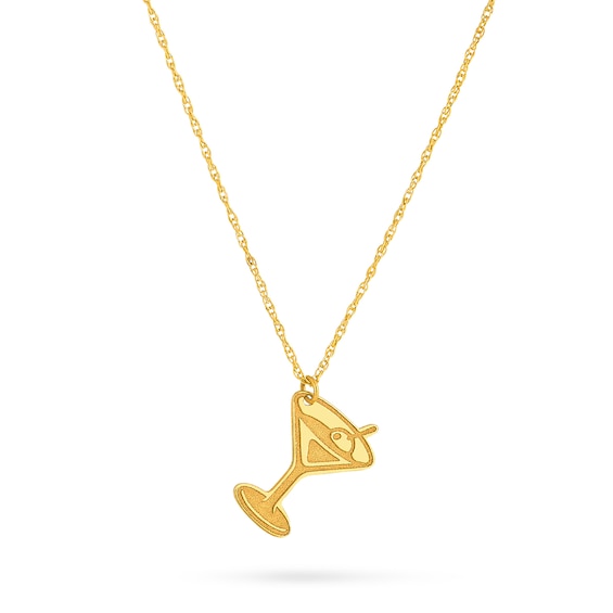 Tilted Martini Glass Pendant in 14K Gold