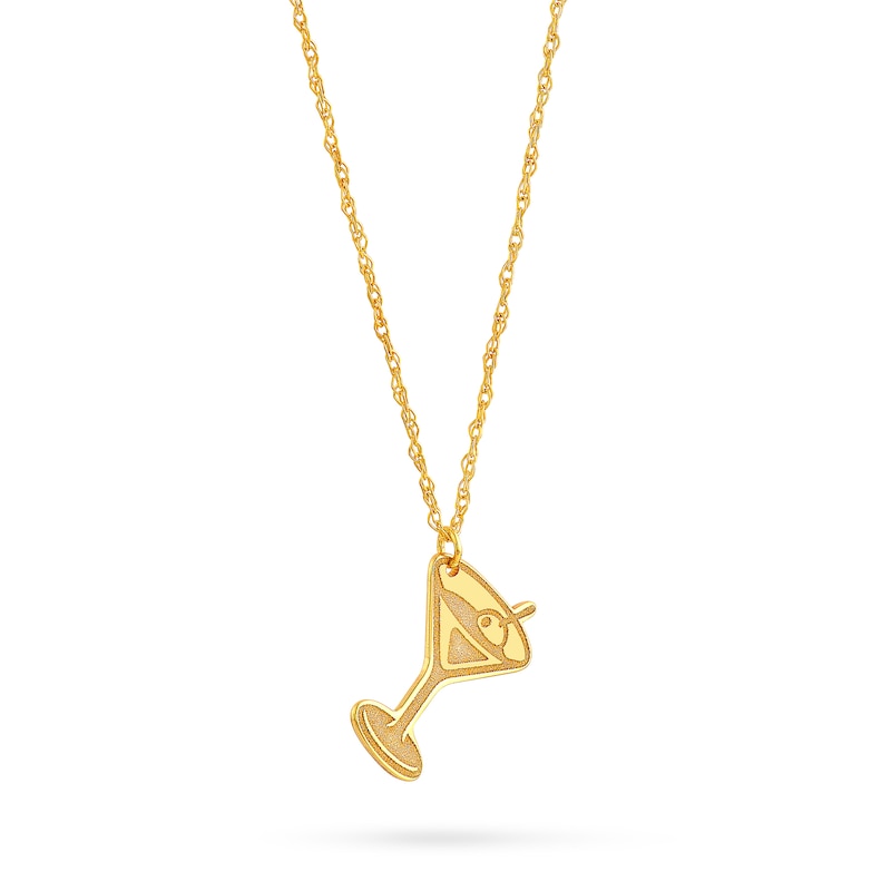 Main Image 2 of Tilted Martini Glass Pendant in 14K Gold