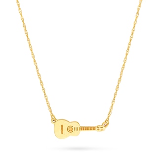 Mini Sideways Guitar Necklace in 14K Gold
