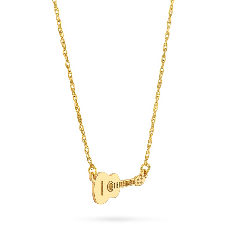 Main Image 2 of Mini Sideways Guitar Necklace in 14K Gold