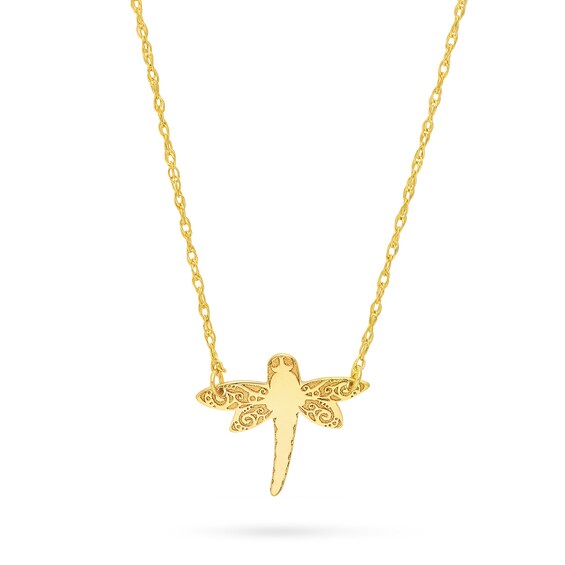 Dragonfly Necklace in 14K Gold