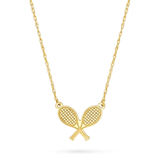 Tennis Racquet Necklace in 14K Gold