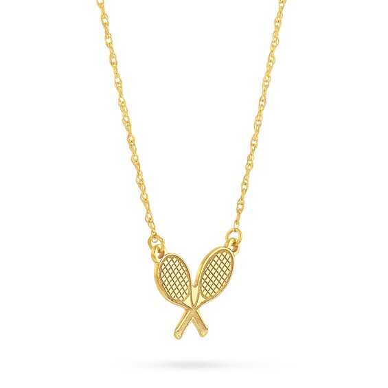 Tennis Racquet Necklace in 14K Gold