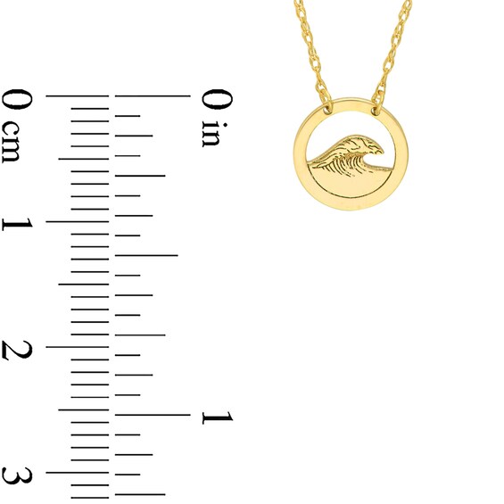 Ocean Wave Circle Frame Necklace in 14K Gold