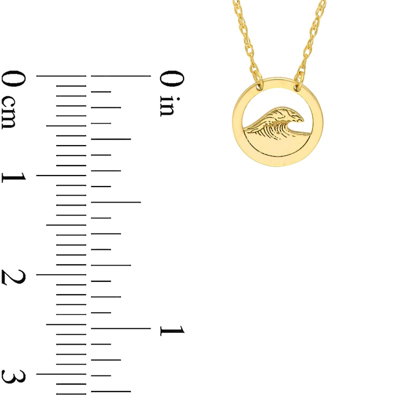Main Image 4 of Ocean Wave Circle Frame Necklace in 14K Gold