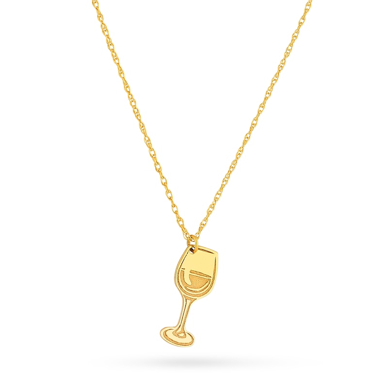 Main Image 1 of Tilted Wine Glass Pendant in 14K Gold