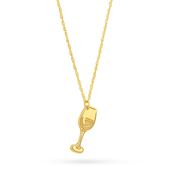 Tilted Wine Glass Pendant in 14K Gold