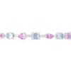 Thumbnail Image 2 of Multi-Shaped Lab-Created Aquamarine and Pink Lab-Created Sapphire Line Bracelet in Sterling Silver