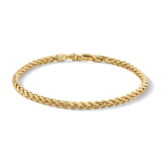 3.15mm Diamond-Cut Wheat Chain Bracelet in Hollow 10K Gold - 7.5"