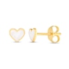 Thumbnail Image 1 of White Enamel Heart Stud Earrings in Solid 14K Gold