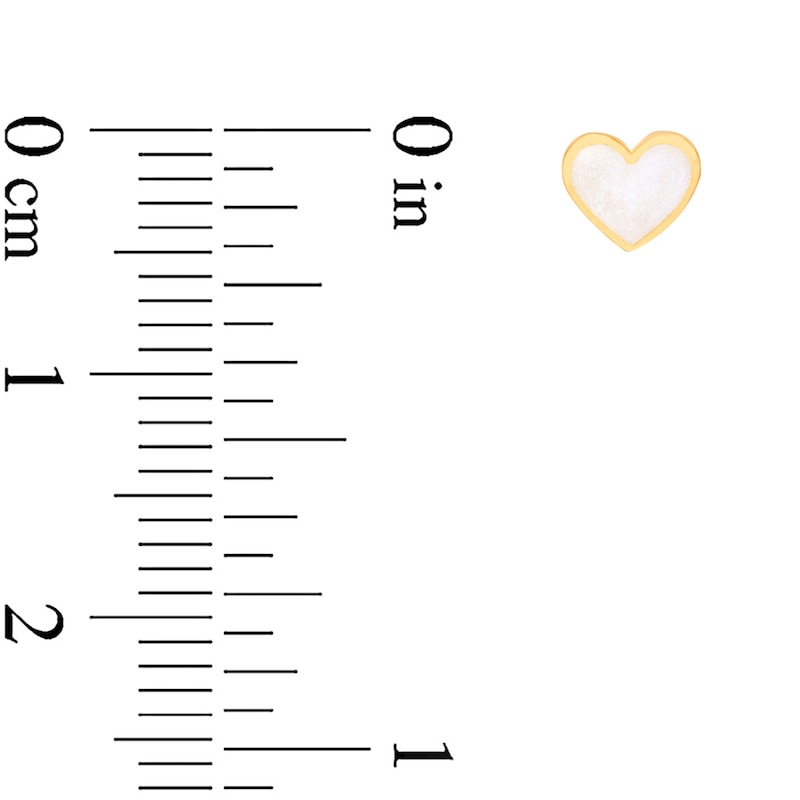 Main Image 3 of White Enamel Heart Stud Earrings in Solid 14K Gold