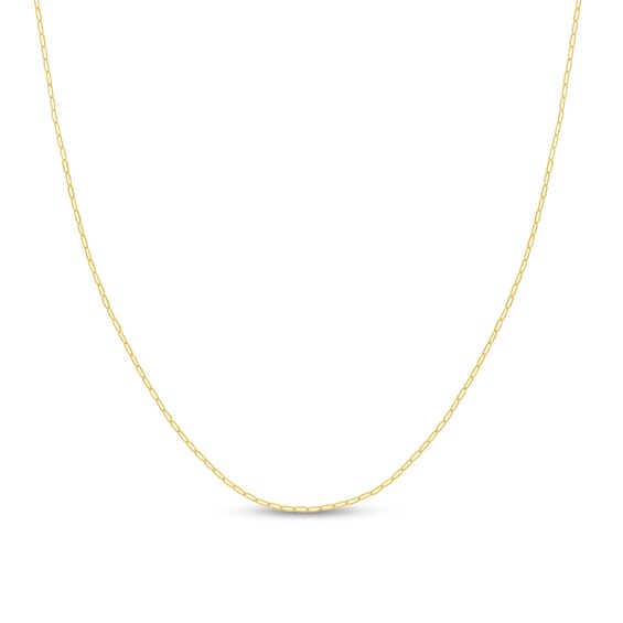 1.3mm Paper Clip Chain Necklace in Solid 14K Gold - 16"