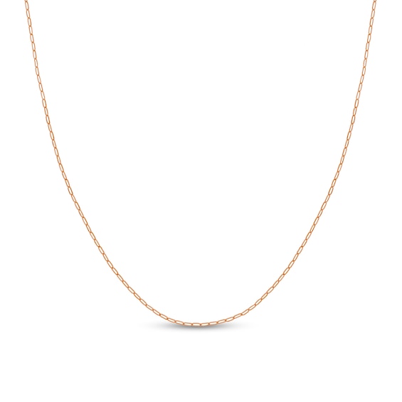 1.3mm Paper Clip Chain Necklace in Solid 14K Rose Gold