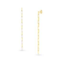 Box Chain Linear Drop Earrings in Solid 14K Gold