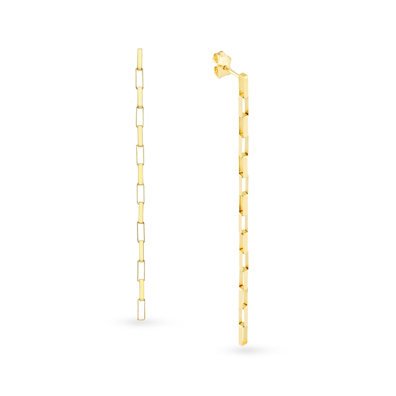 Main Image 2 of Box Chain Linear Drop Earrings in Solid 14K Gold