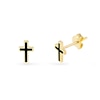 Thumbnail Image 2 of Black Enamel Cross Stud Earrings in Solid 14K Gold