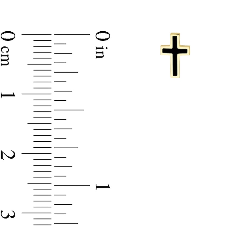 Main Image 3 of Black Enamel Cross Stud Earrings in Solid 14K Gold