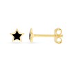 Thumbnail Image 2 of Black Enamel Star Stud Earrings in Solid 14K Gold
