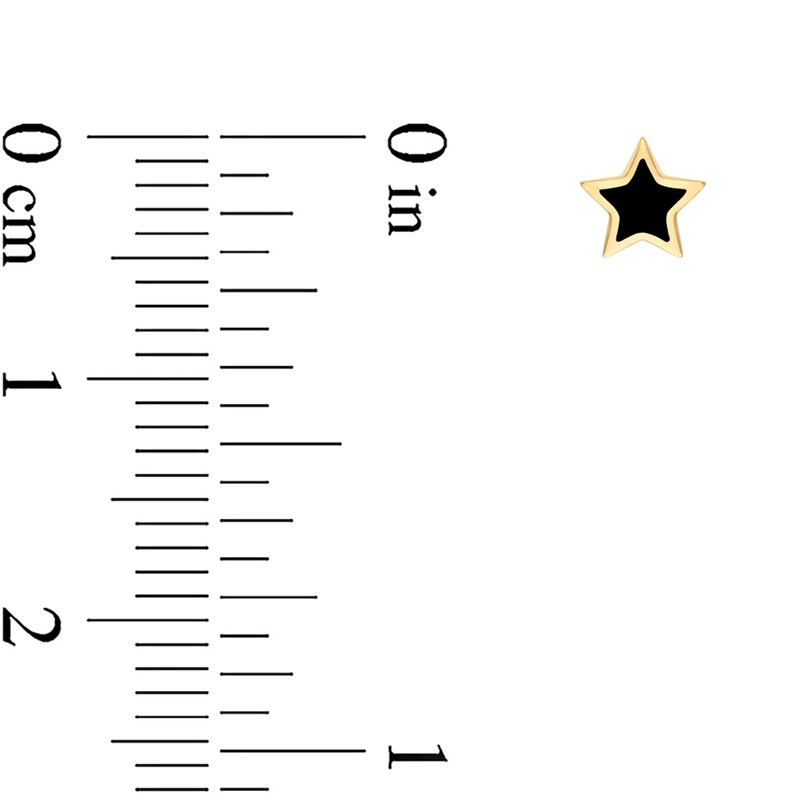 Main Image 3 of Black Enamel Star Stud Earrings in Solid 14K Gold