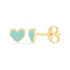 Thumbnail Image 1 of Turquoise Enamel Heart Stud Earrings in Solid 14K Gold