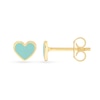 Thumbnail Image 2 of Turquoise Enamel Heart Stud Earrings in Solid 14K Gold