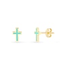 Thumbnail Image 1 of Turquoise Enamel Cross Stud Earrings in Solid 14K Gold