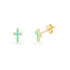 Thumbnail Image 2 of Turquoise Enamel Cross Stud Earrings in Solid 14K Gold