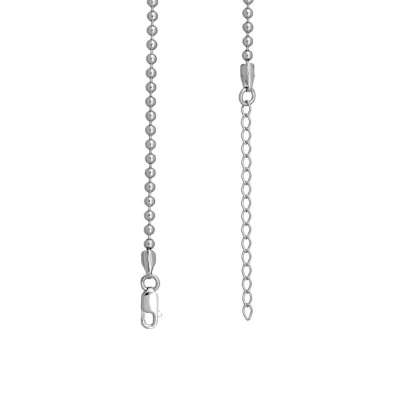 2.5mm Bead Chain Necklace in Solid Sterling Silver - 18"