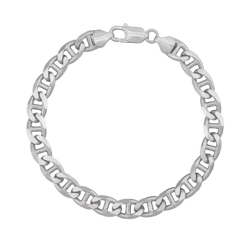 Main Image 1 of 7.6mm Diamond-Cut Mariner Chain Bracelet in Solid Sterling Silver - 8.5"