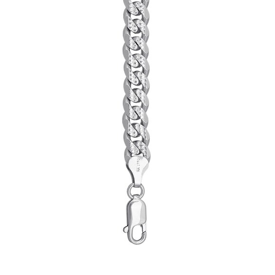 6.9mm Diamond-Cut Miami Cuban Curb Chain Bracelet in Solid Sterling Silver - 8.5"