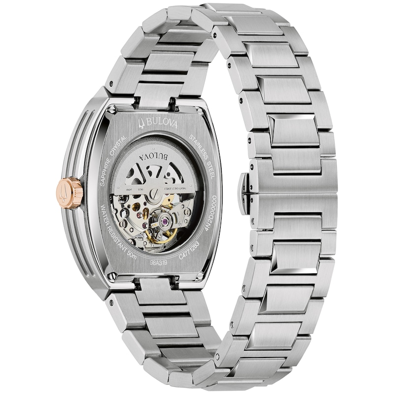 Main Image 3 of Men’s Bulova Maquina Two-Tone IP Automatic Watch with Tonneau Blue Skeleton Dial (Model: 98A319)