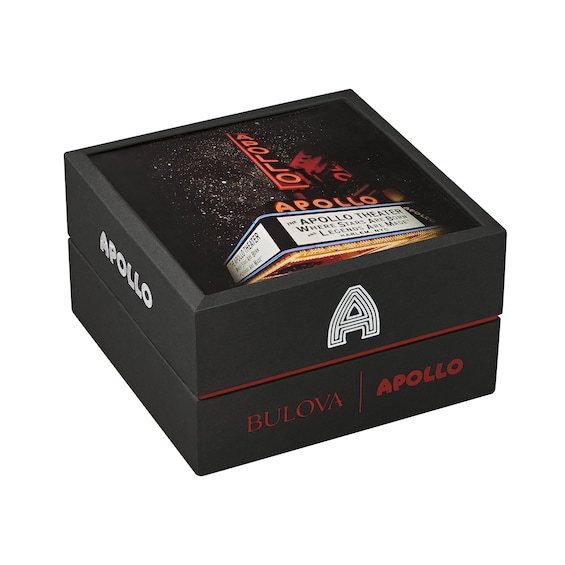 Men’s Bulova Apollo Two-Tone IP Black Leather Strap Automatic Watch with Black Skeleton Dial (Model: 98A327)