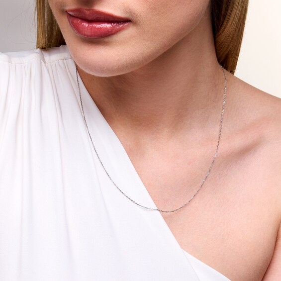 1.0mm Diamond-Cut Cable Chain Necklace in Solid 10K White Gold - 22"