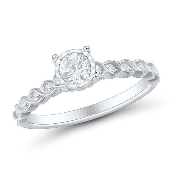 1/2 CT. T.w. Diamond Miracle Twist Shank Engagement Ring in 14K White Gold