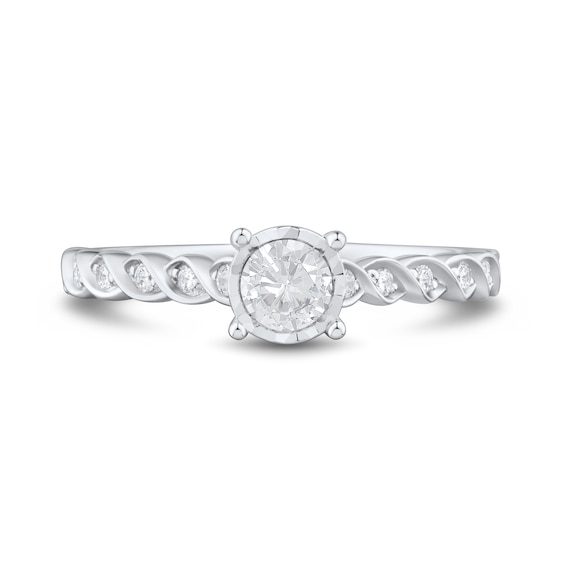1/2 CT. T.w. Diamond Miracle Twist Shank Engagement Ring in 14K White Gold
