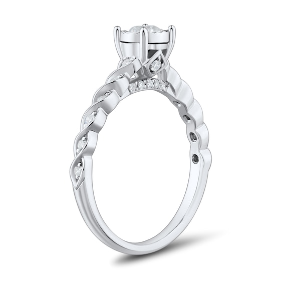 1/2 CT. T.w. Diamond Miracle Twist Shank Engagement Ring in 14K White Gold