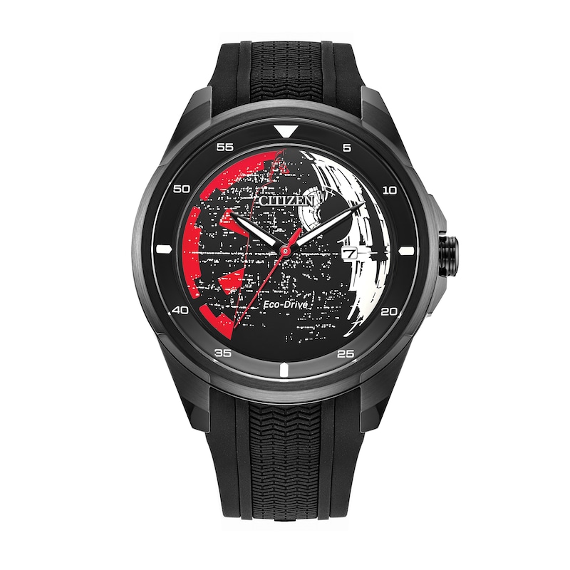 Main Image 1 of Men’s Citizen Eco-Drive® Star Wars™ Death Star™ Shadow Black IP Rubber Strap Watch (Model: AW1606-06W)
