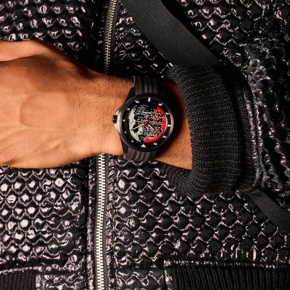 Men’s Citizen Eco-Drive® Star Wars™ Death Star™ Shadow Black IP Rubber Strap Watch (Model: Aw1606-06W)