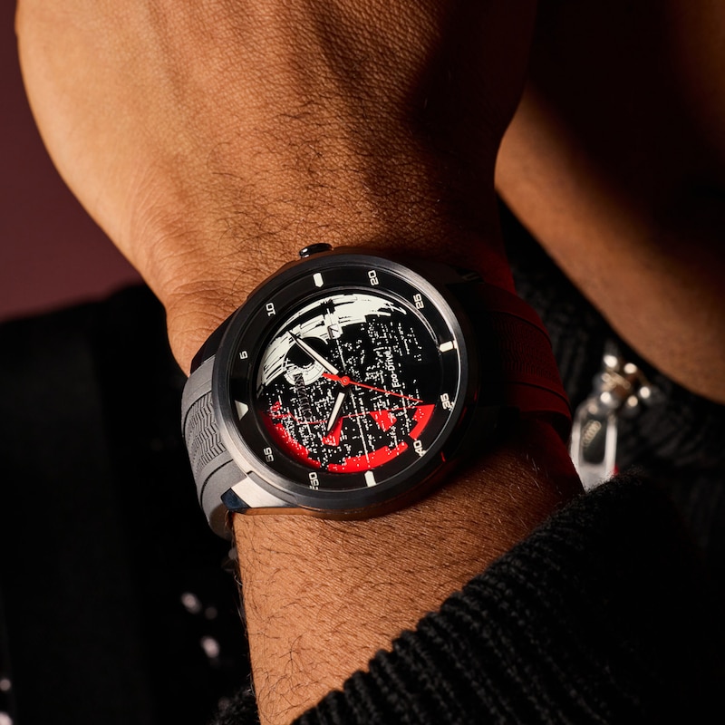 Main Image 5 of Men’s Citizen Eco-Drive® Star Wars™ Death Star™ Shadow Black IP Rubber Strap Watch (Model: AW1606-06W)