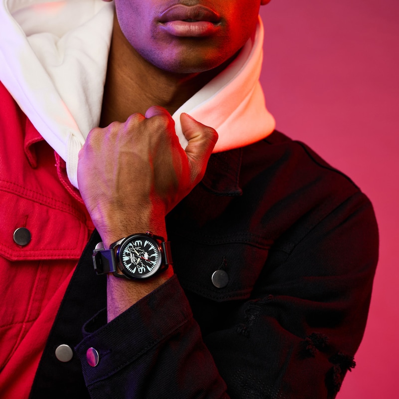 Main Image 6 of Men’s Citizen Eco-Drive® ©Marvel Venom Black IP Nylon Strap Watch and Pin Box Set (Model: AW2065-41W)