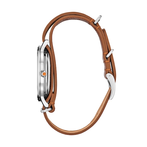 Men's Citizen Eco-DriveÂ® Star Warsâ¢ Ahsoka Tanoâ¢ Brown Leather Strap Watch with Blue Dial (Model: Bj6508-02W)