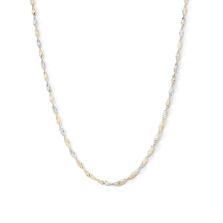 2.5mm Singapore Chain Necklace in Solid 10K Two-Tone Gold - 18"