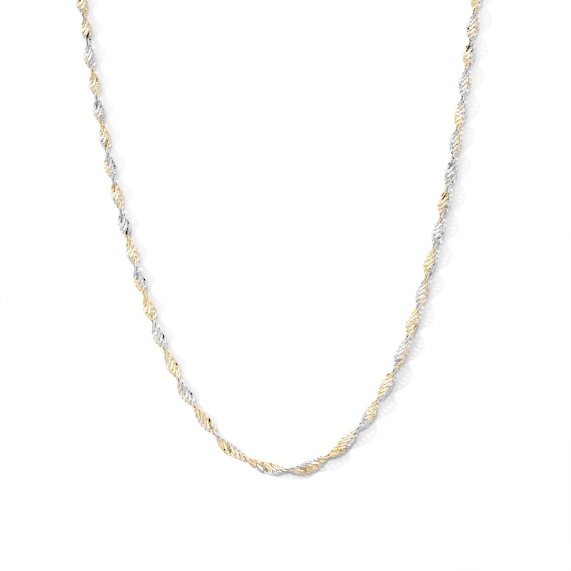 Main Image 1 of 2.5mm Singapore Chain Necklace in Solid 10K Two-Tone Gold - 18"