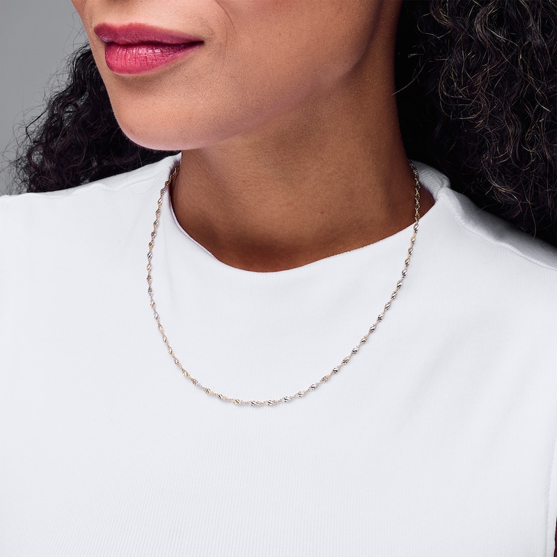 Main Image 2 of 2.5mm Singapore Chain Necklace in Solid 10K Two-Tone Gold - 18"