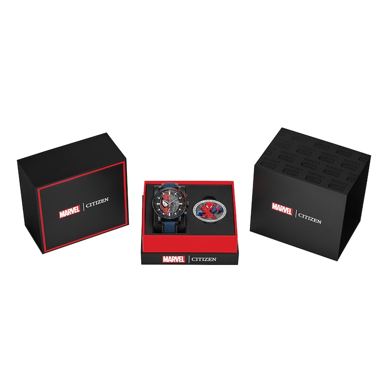 Main Image 4 of Men’s Citizen Eco-Drive® ©Marvel Spider-Man Chronograph Watch and Pin Box Set (Model: CA0855-47W)